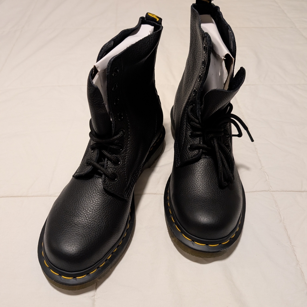 Black Leather Lace-Up Boots
